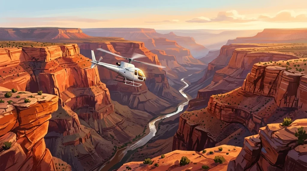 Tour helicopter flying over the Grand Canyon on a Las Vegas helicopter tour
